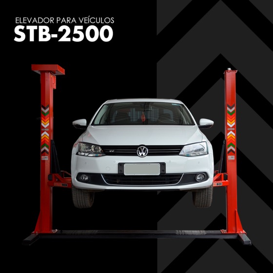 Elevador de 2 colunas STB-2500 com um Volkswagen Jetta suspenso
