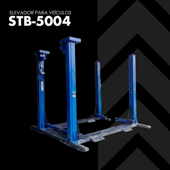 Elevador de 4 colunas STB-5004 azul visto de perfil, sem veiculo